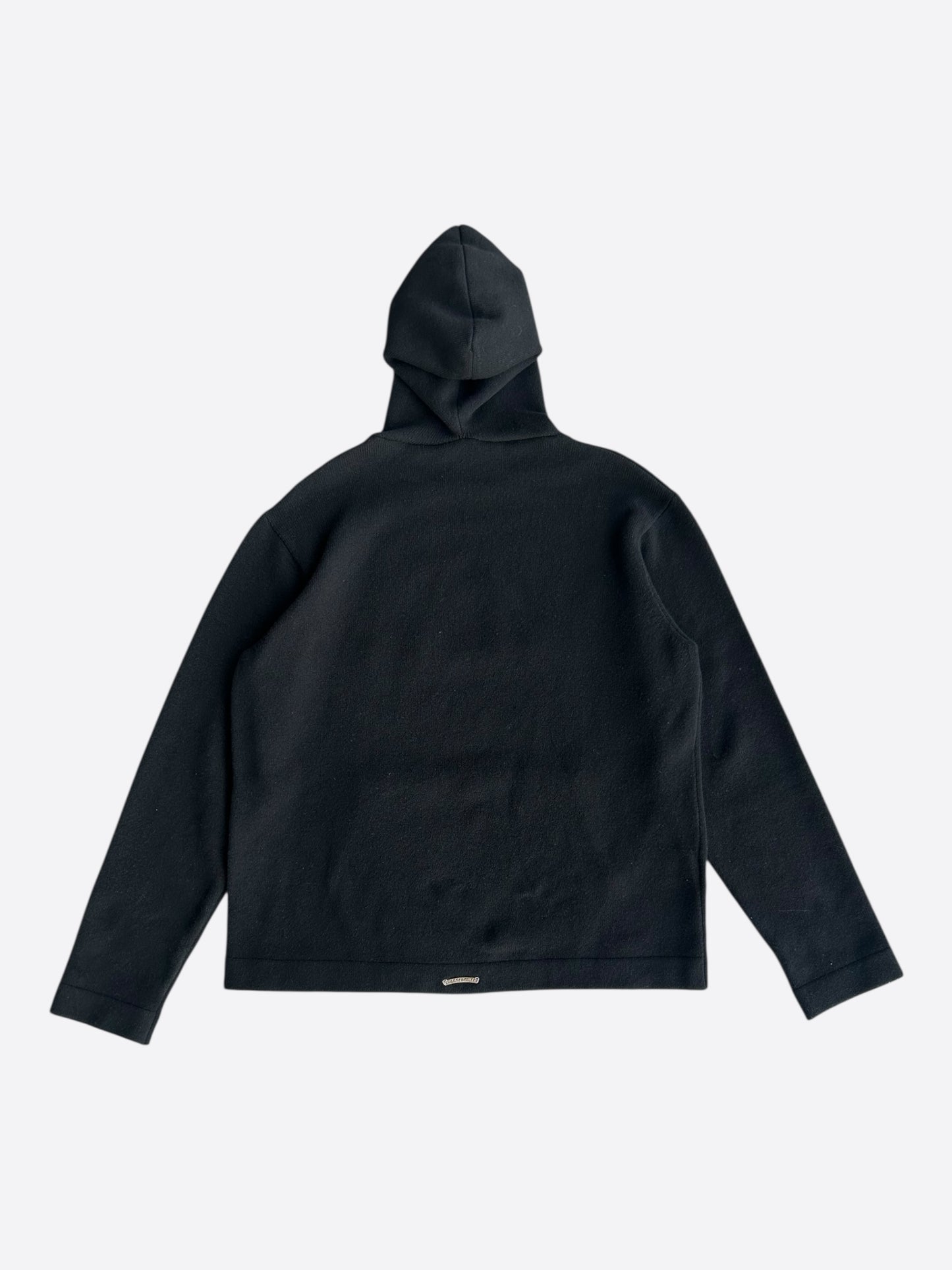 Chrome Hearts Black & White Leather Triple Cross Patch Cashmere Hoodie