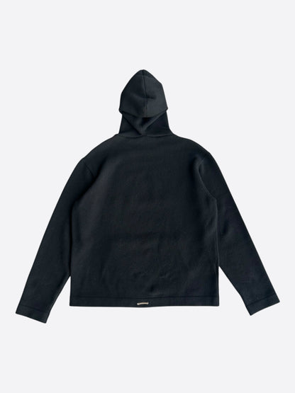 Chrome Hearts Black & White Leather Triple Cross Patch Cashmere Hoodie