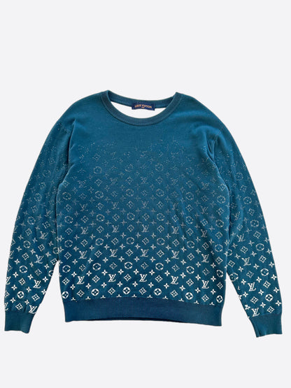 Louis Vuitton Turquoise & White Monogram Gradient Sweater