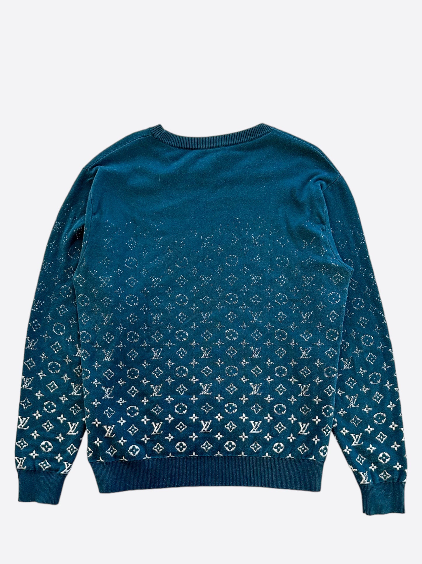 Louis Vuitton Turquoise & White Monogram Gradient Sweater