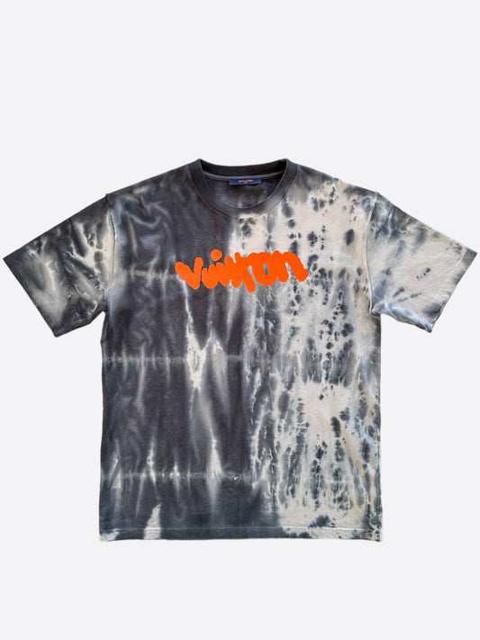 Louis Vuitton Grey & Orange Tie-Dye Graffiti T-Shirt