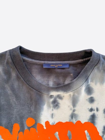 Louis Vuitton Grey & Orange Tie-Dye Graffiti T-Shirt