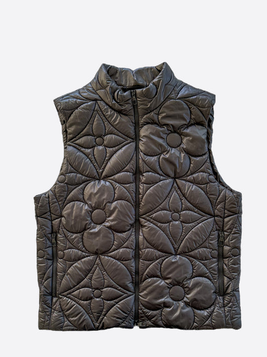 Louis Vuitton Black Flower Monogram Puffer Vest