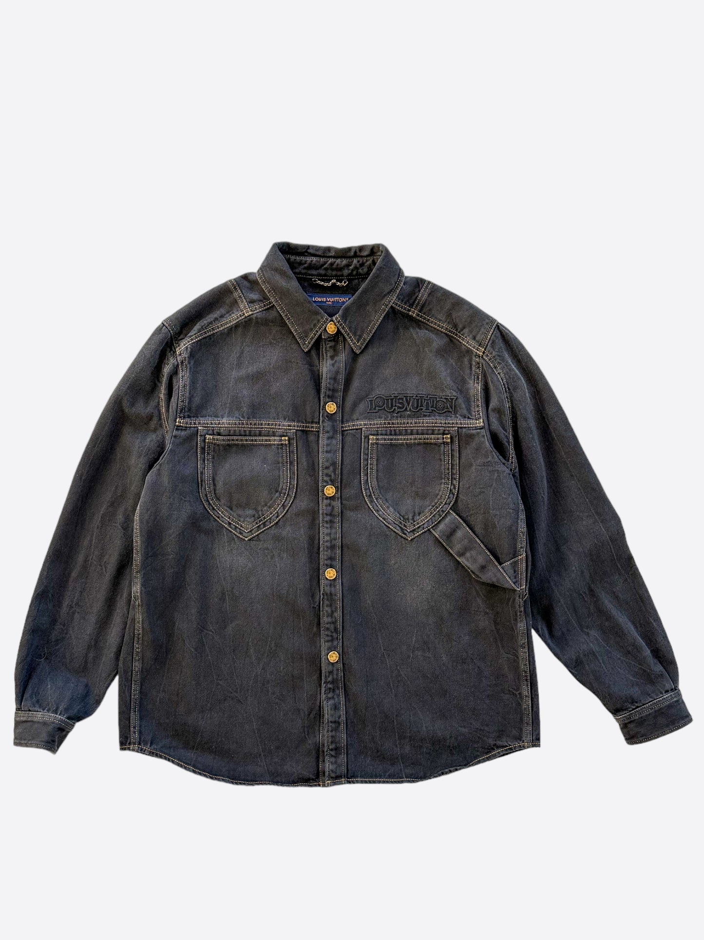 Louis Vuitton Washed Black Workwear Denim Shirt