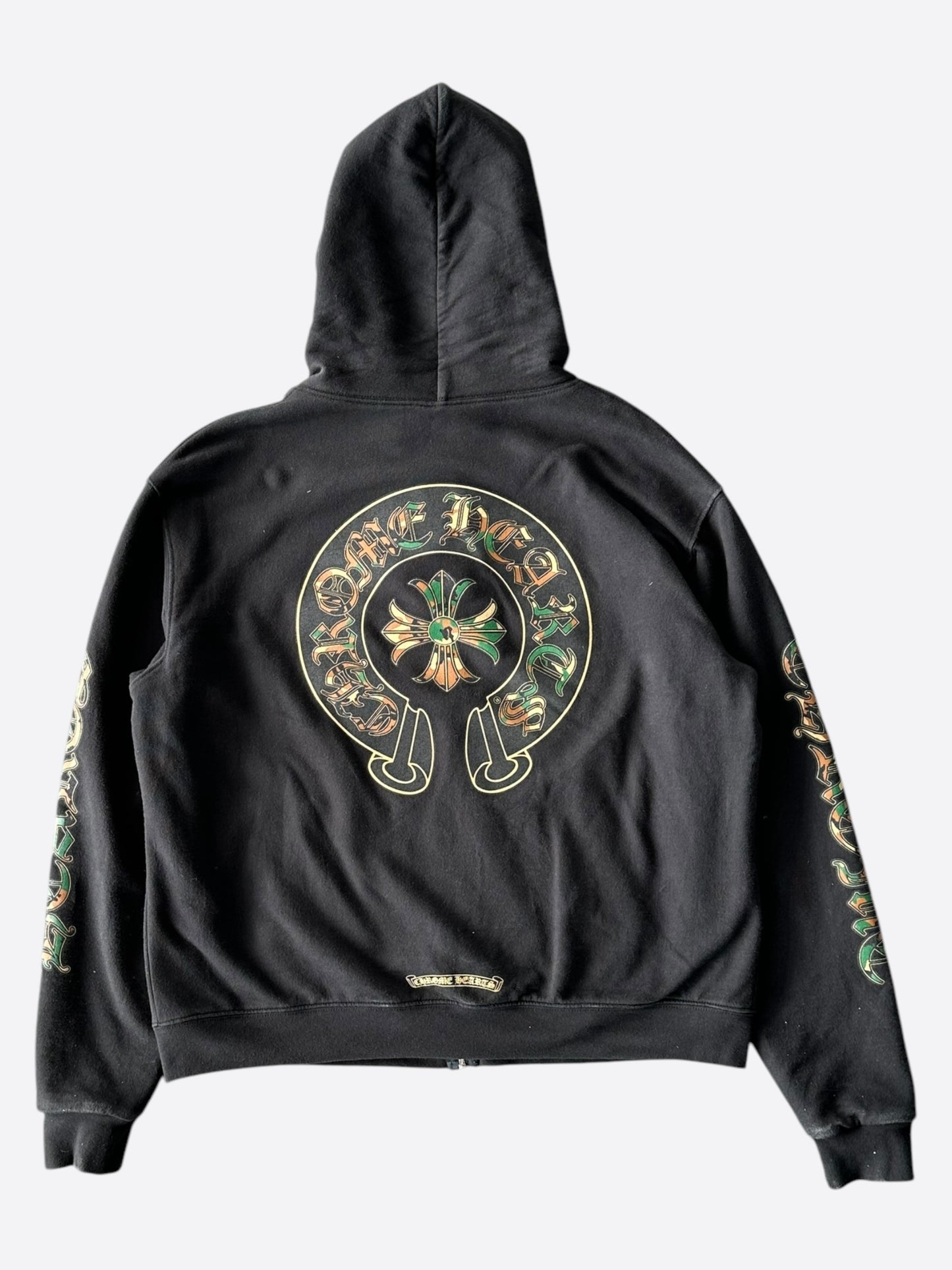 Chrome Hearts Black & Camouflage Cross Horseshoe Logo Zip Up Hoodie