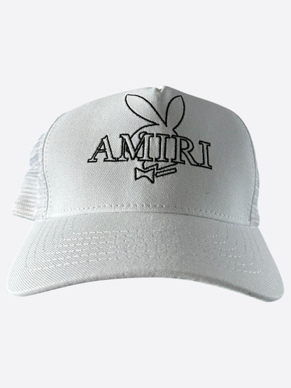 Amiri Playboy White & Black Logo Trucker Hat