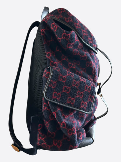 Gucci Navy & Red GG Monogram Wool Backpack