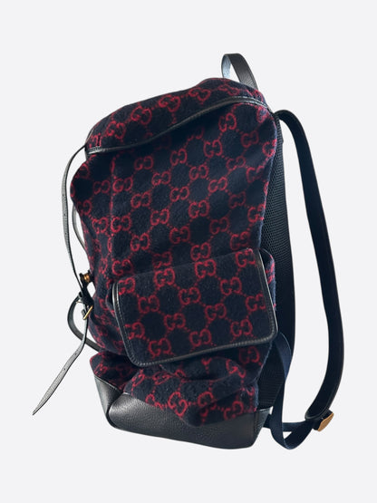 Gucci Navy & Red GG Monogram Wool Backpack