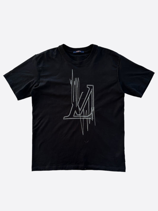 Louis Vuitton Black Frequency Embroidered T-Shirt