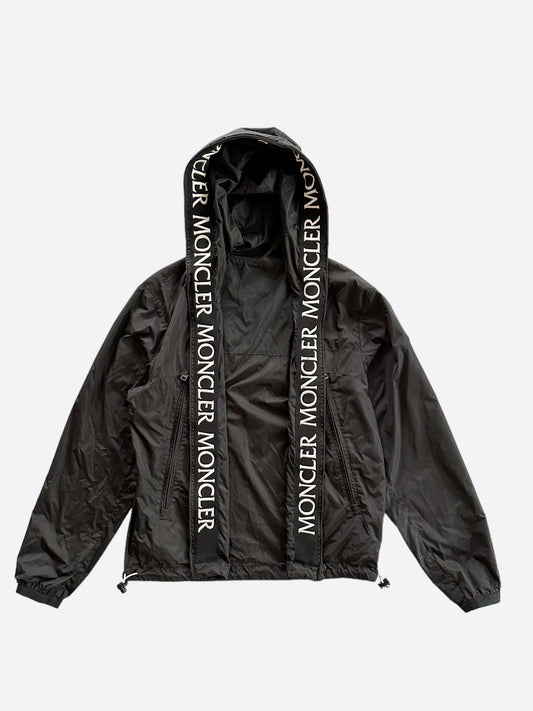 Moncler Black Massereau Logo Trim Windbreaker