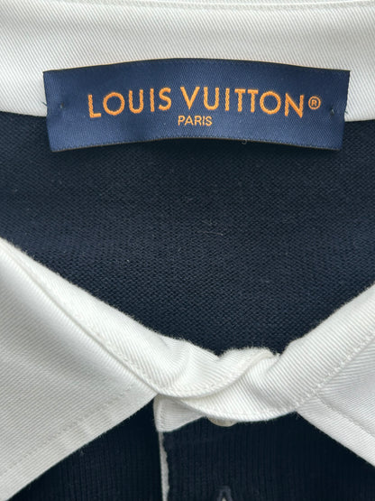 Louis Vuitton Navy & White Logo Embroidered Polo T-Shirt