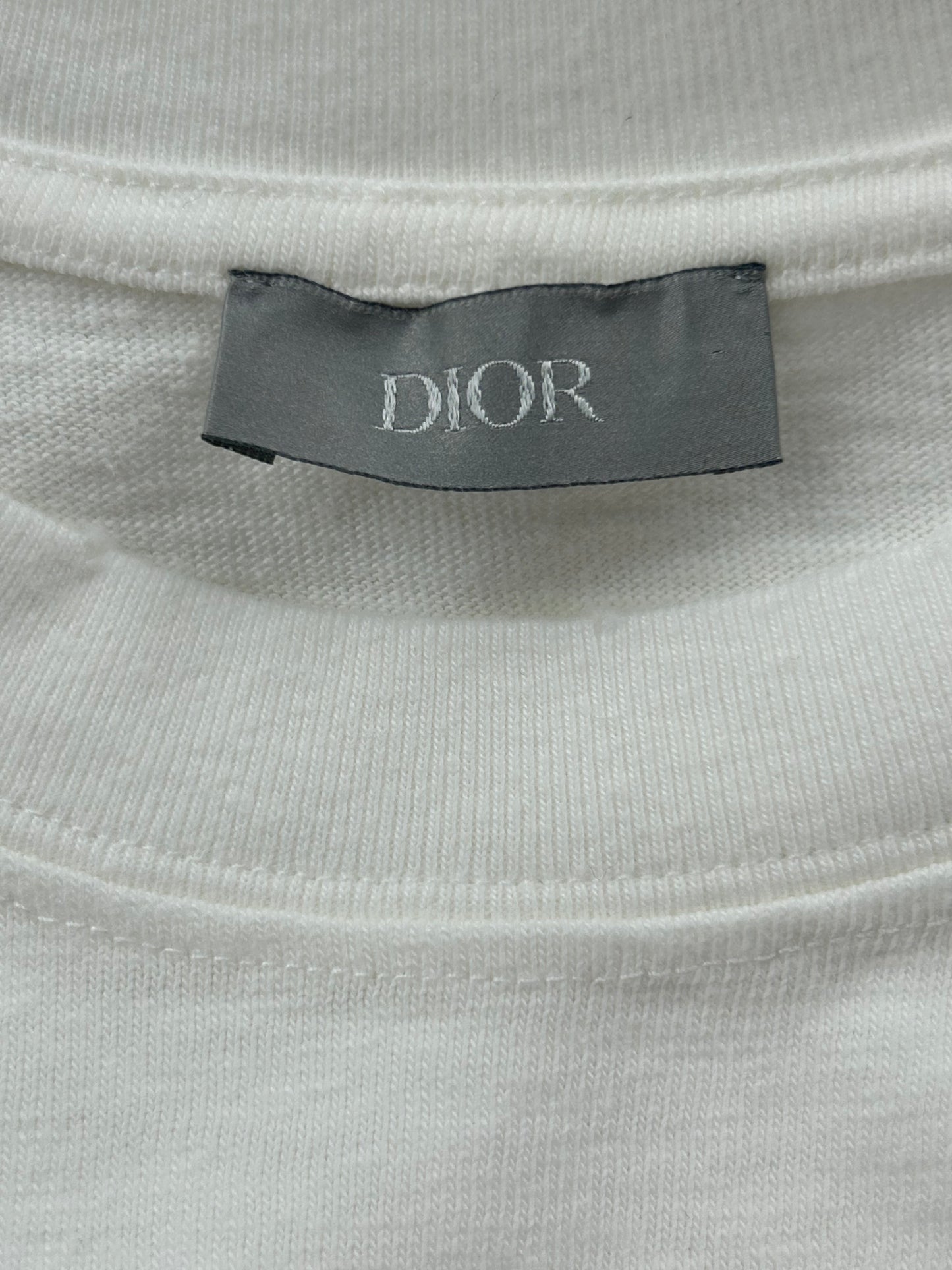 Dior White & Blue "Dior for my real friends" Embroidered Logo T-Shirt