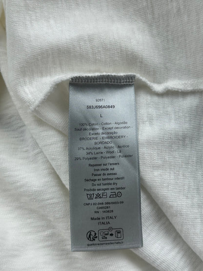 Dior White & Blue "Dior for my real friends" Embroidered Logo T-Shirt