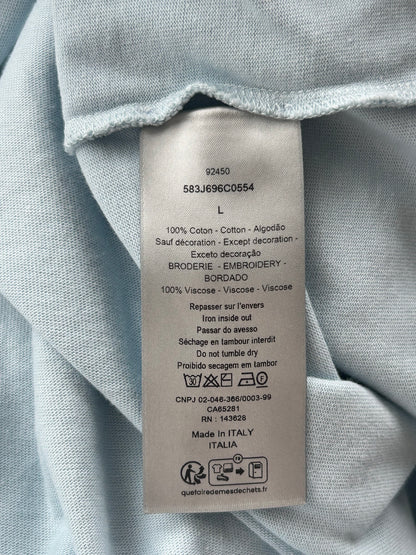 Dior Light Blue Embroidered Logo T-Shirt