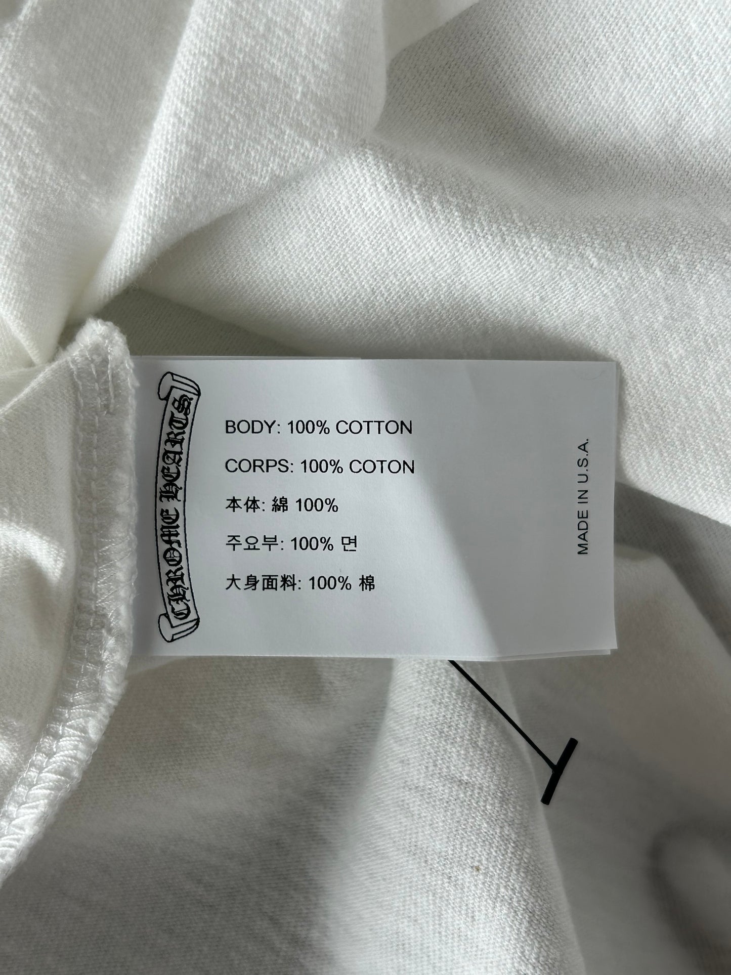 Chrome Hearts White & Black Embroidered Eyechart Logo T-Shirt