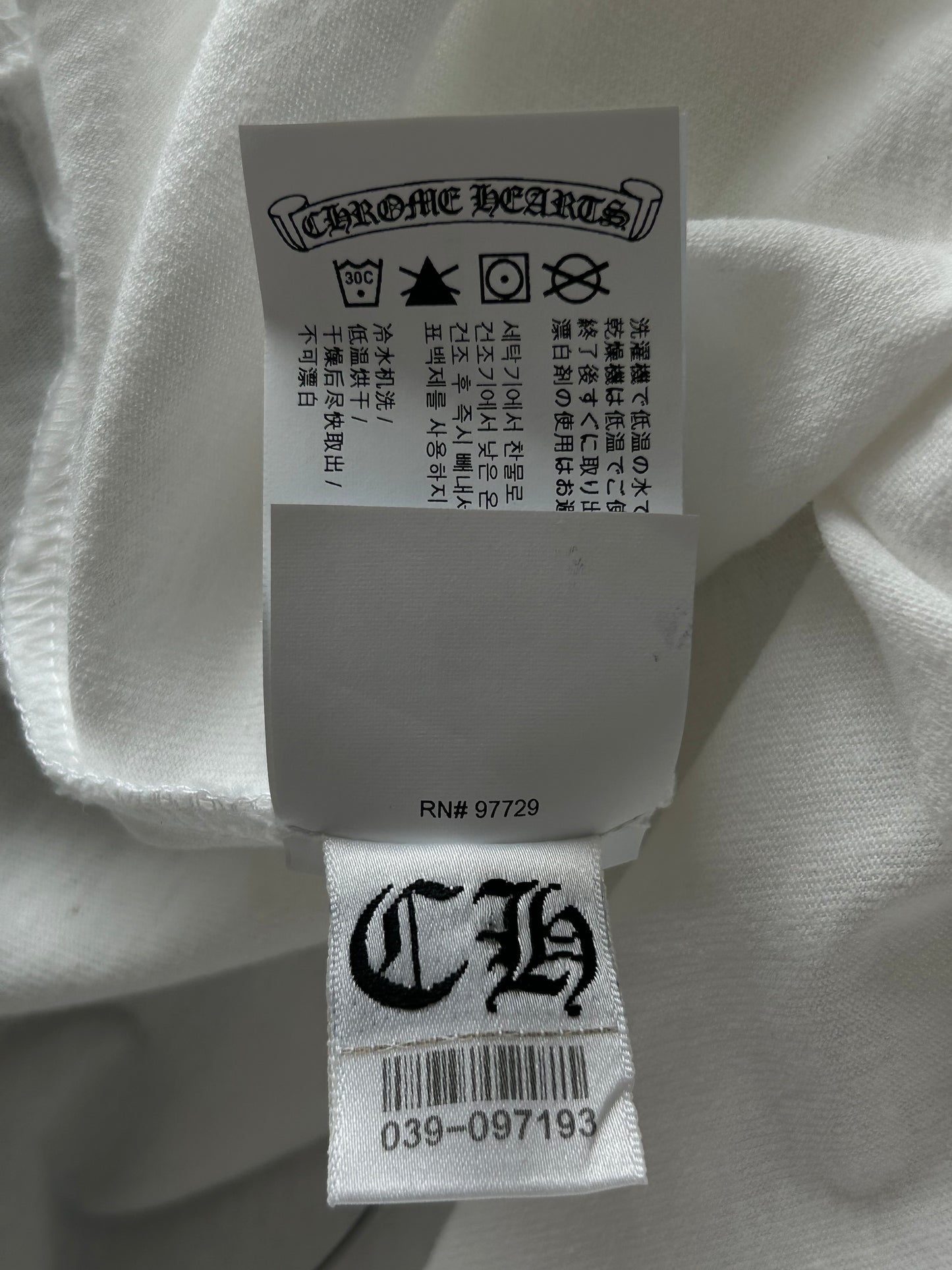 Chrome Hearts White & Black Embroidered Eyechart Logo T-Shirt