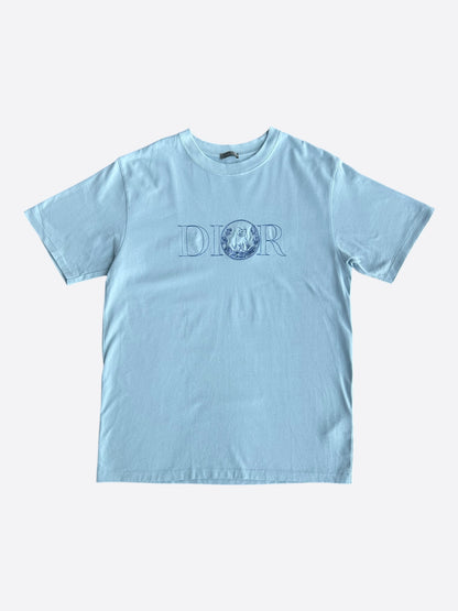 Dior Light Blue Embroidered Logo T-Shirt