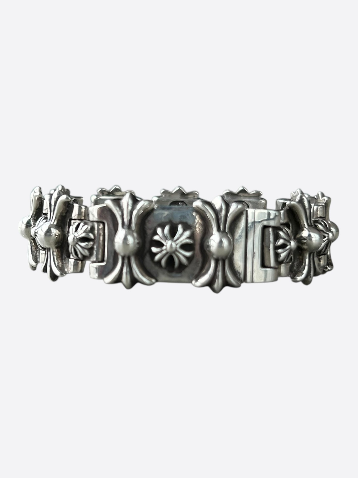 Chrome Hearts Silver Fleur De Lis H-Link Bracelet