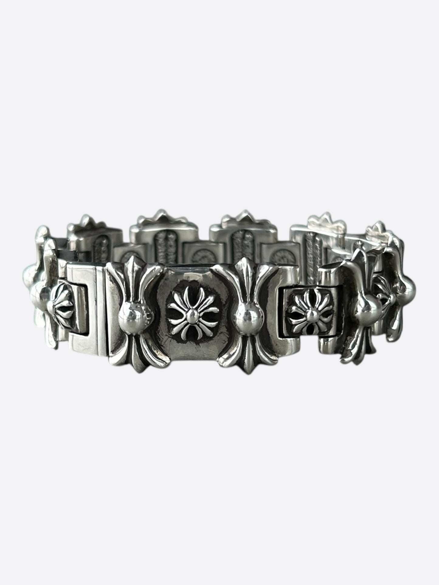 Chrome Hearts Silver Fleur De Lis H-Link Bracelet