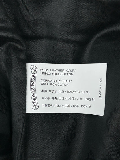 Chrome Hearts Black Leather Cross Patch Fleur Knee Jeans