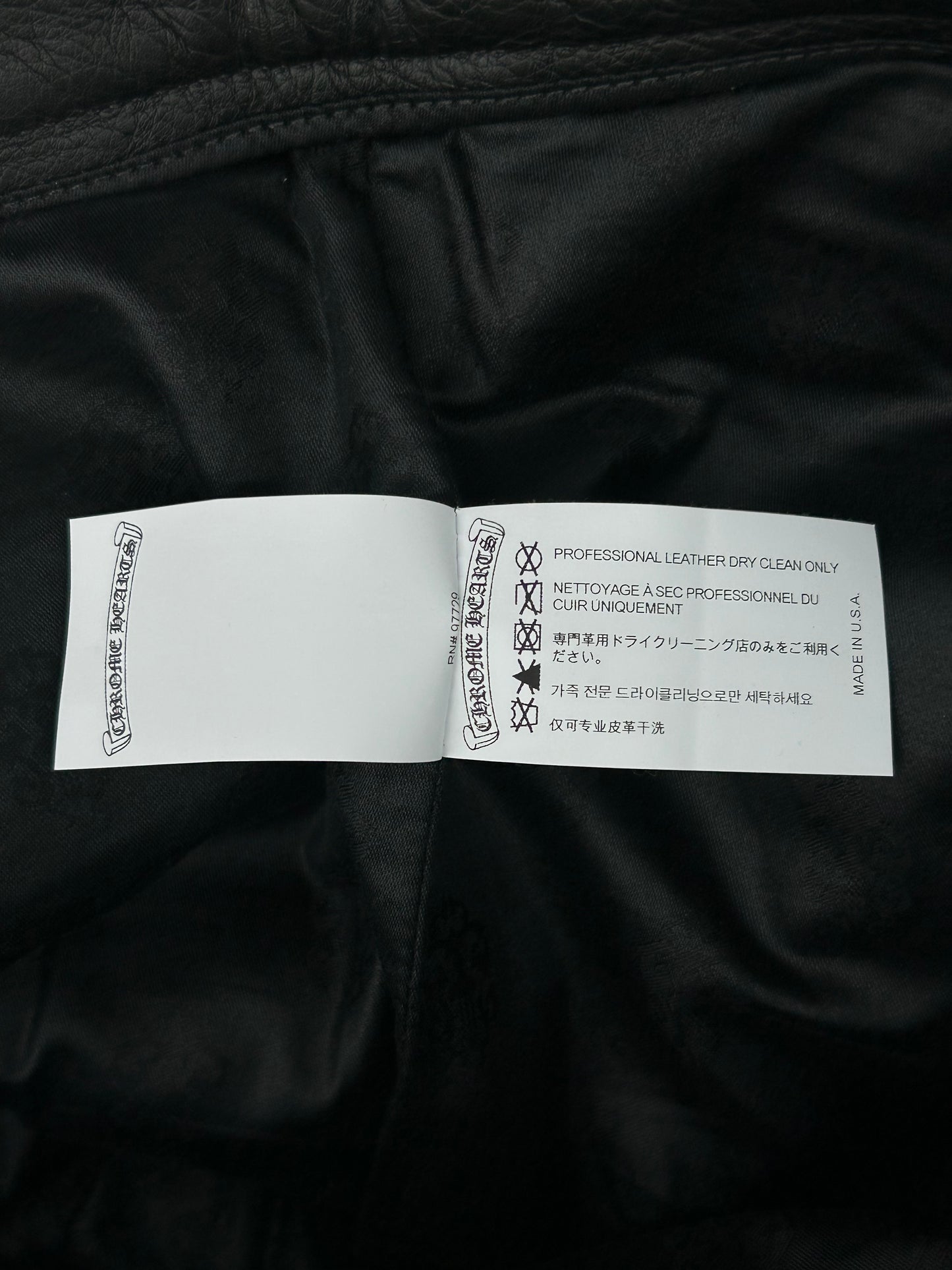 Chrome Hearts Black Leather Cross Patch Fleur Knee Jeans