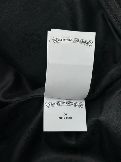 Chrome Hearts Black Leather Cross Patch Fleur Knee Jeans