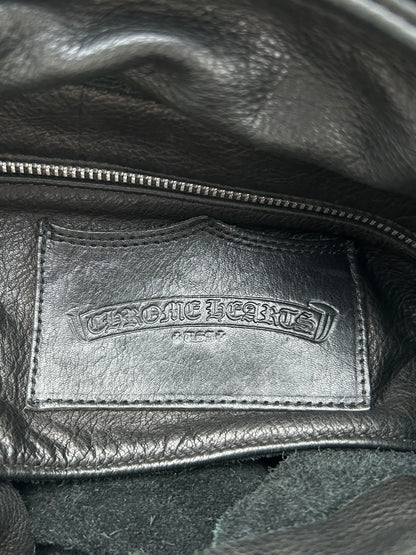 Chrome Hearts Black & Red Cross Patch Leather Gunslinger Backpack