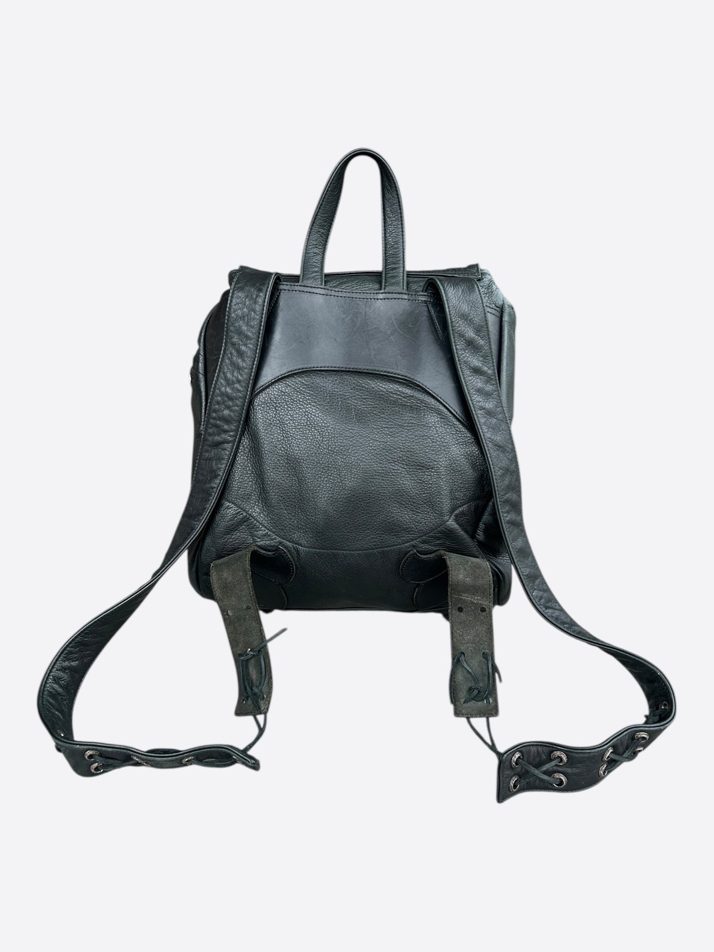 Chrome Hearts Black & Red Cross Patch Leather Gunslinger Backpack