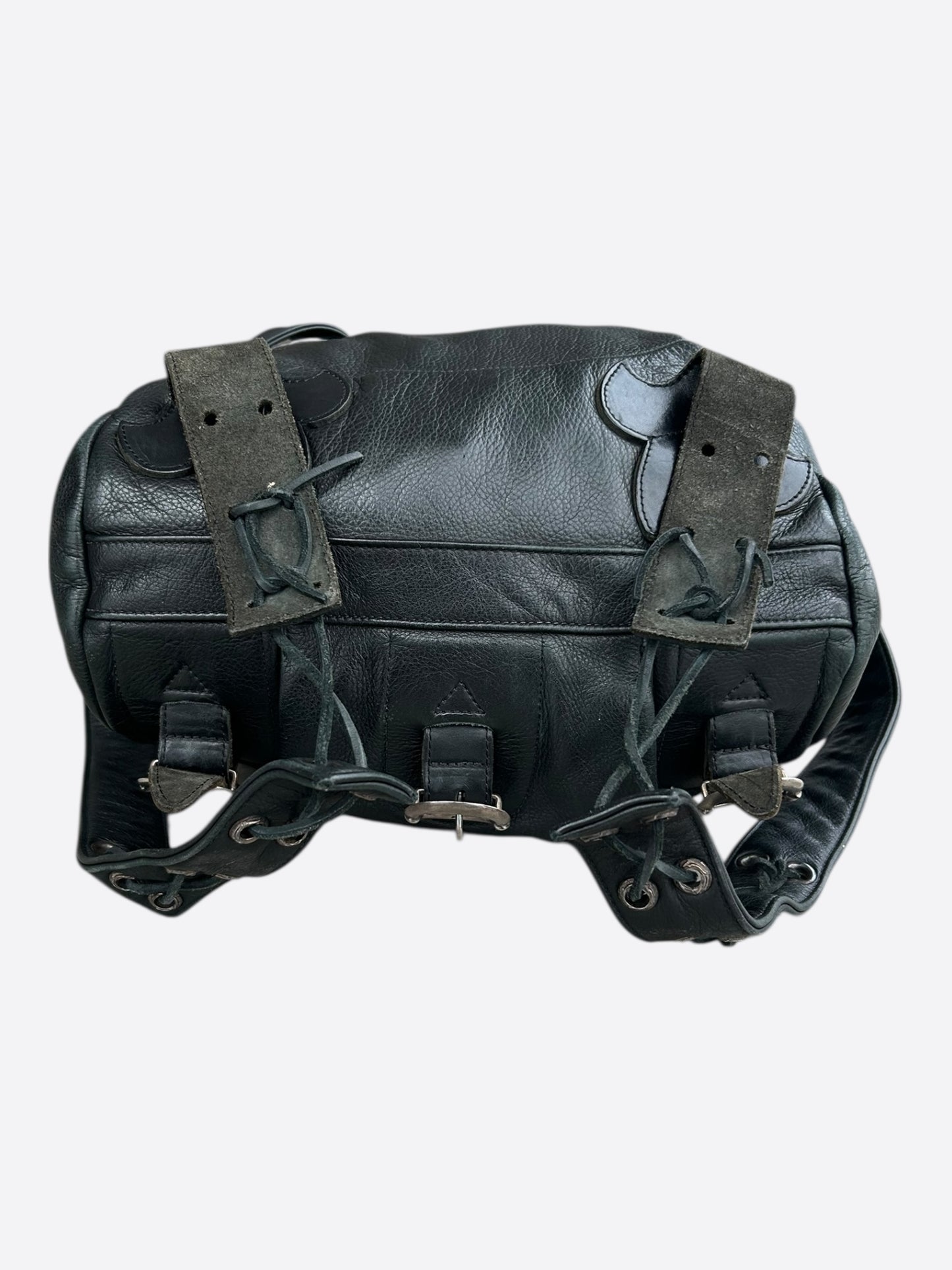 Chrome Hearts Black & Red Cross Patch Leather Gunslinger Backpack