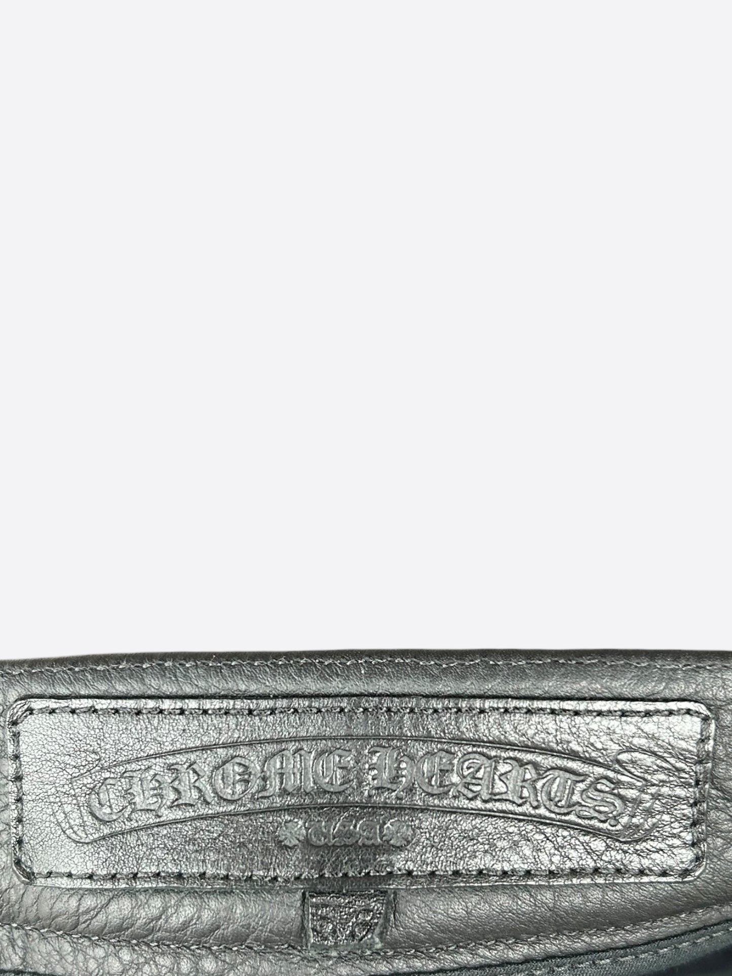 Chrome Hearts Black Leather Cross Patch Fleur Knee Jeans