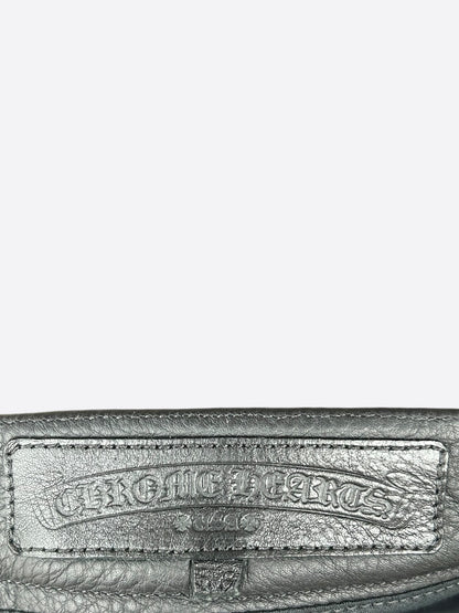 Chrome Hearts Black Leather Cross Patch Fleur Knee Jeans