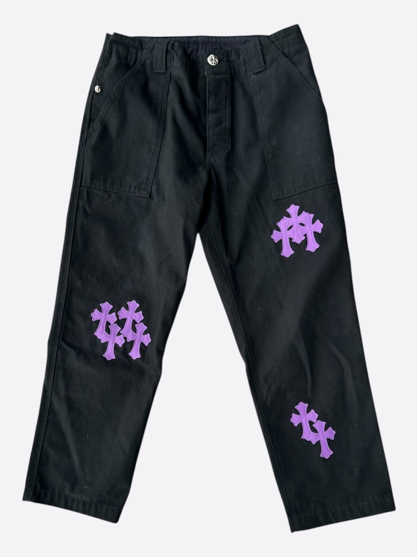 Chrome Hearts Black & Purple Cross Patch Fatigue Pants