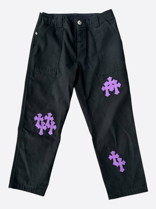 Chrome Hearts Black & Purple Cross Patch Fatigue Pants
