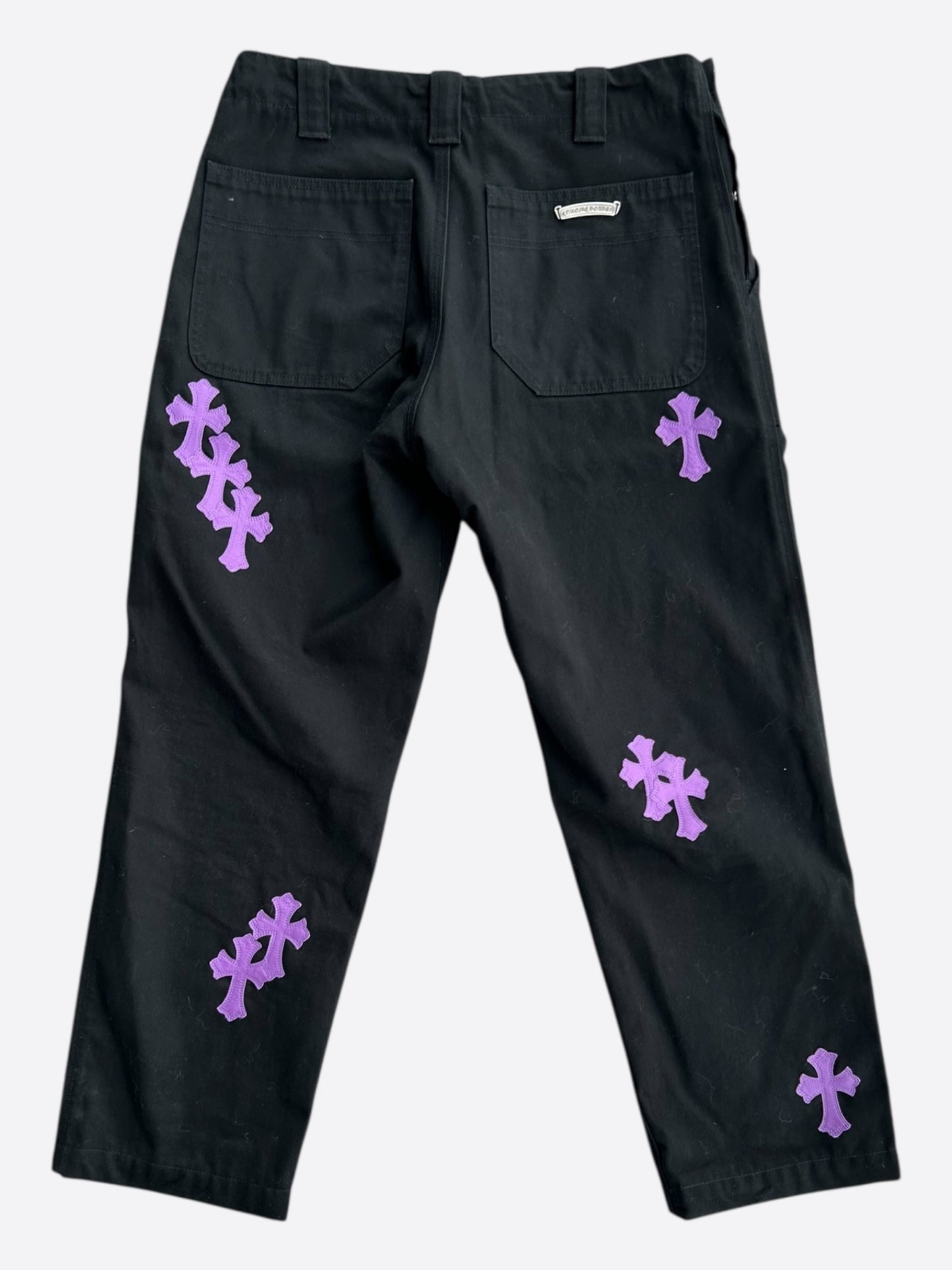 Chrome Hearts Black & Purple Cross Patch Fatigue Pants