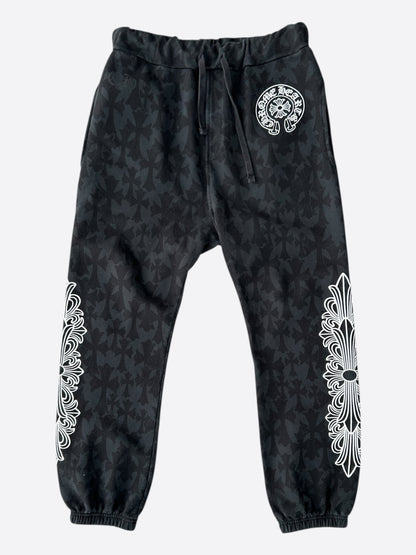 Chrome Hearts Black & White Horseshoe Logo Cross Jacquard Sweatpants