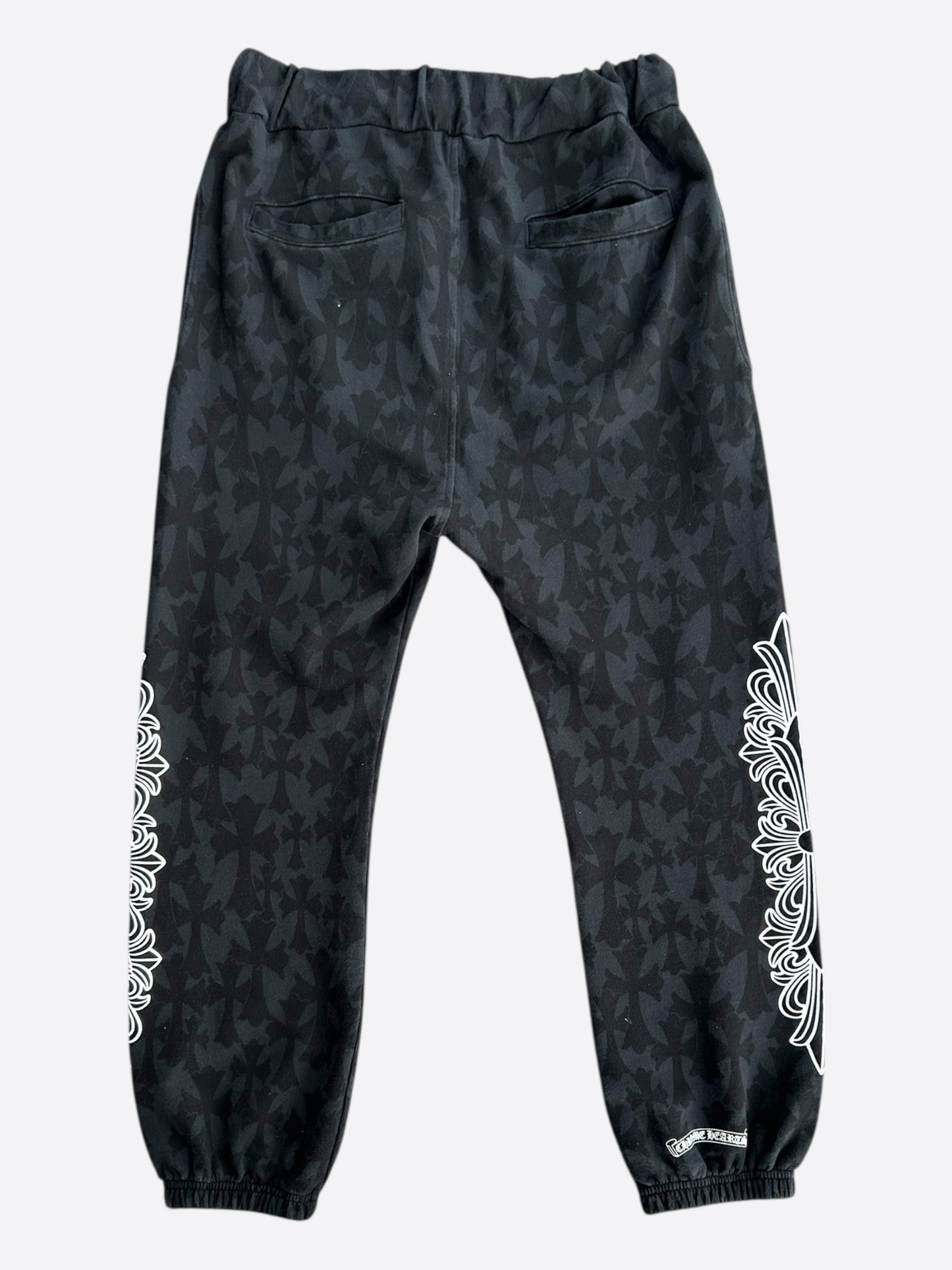 Chrome Hearts Black & White Horseshoe Logo Cross Jacquard Sweatpants