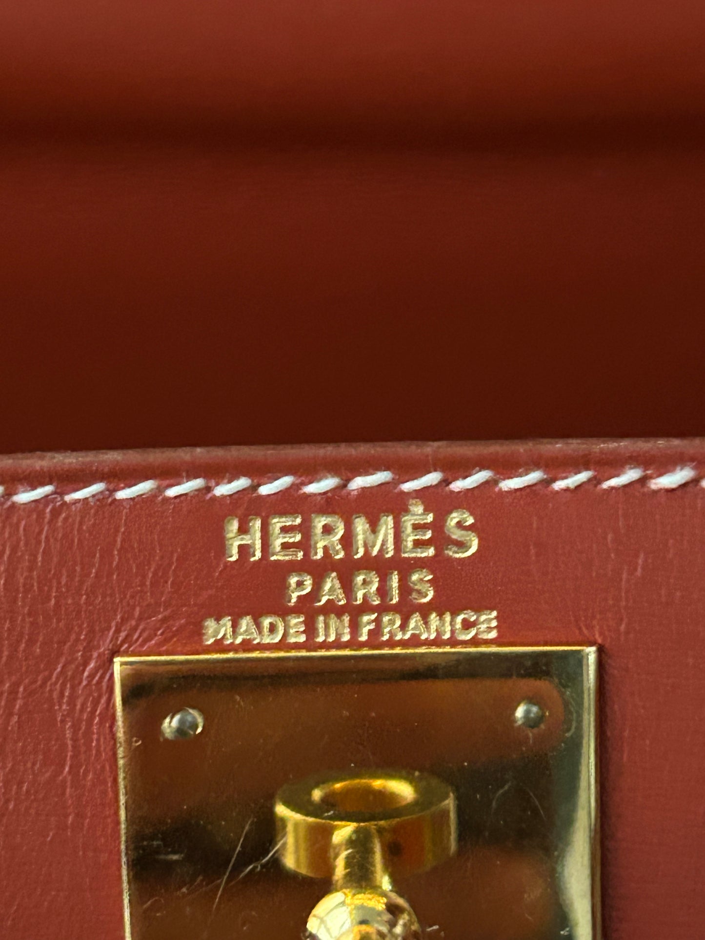 Hermes Sienne Red & Gold Hardware Box Leather Kelly 28