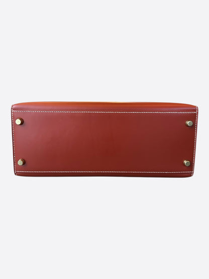 Hermes Sienne Red & Gold Hardware Box Leather Kelly 28