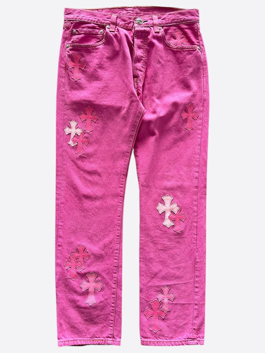 Chrome Hearts Levi's Pink Cross Patch Jeans