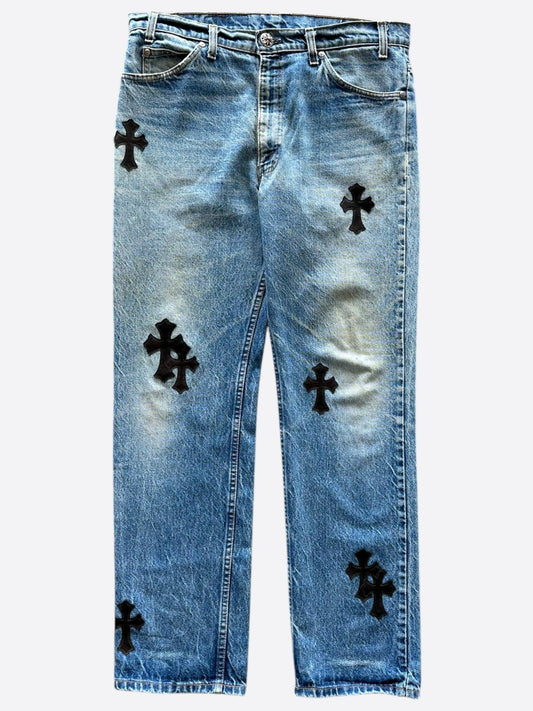 Chrome Hearts Levis Blue & Black Cross Patch Jeans