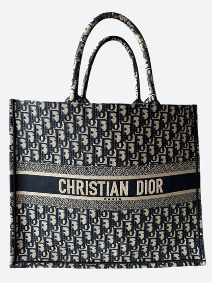 Dior Beige & Blue Oblique Large Book Tote