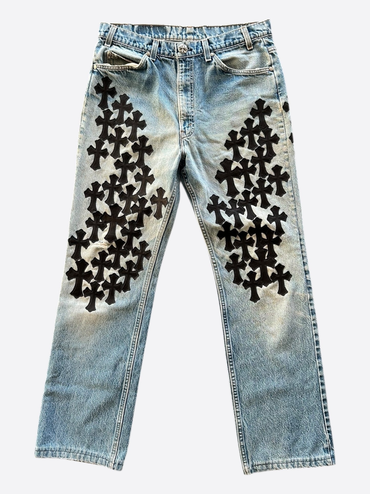 Chrome Hearts Levi's Blue & Black Cross Patch Jeans