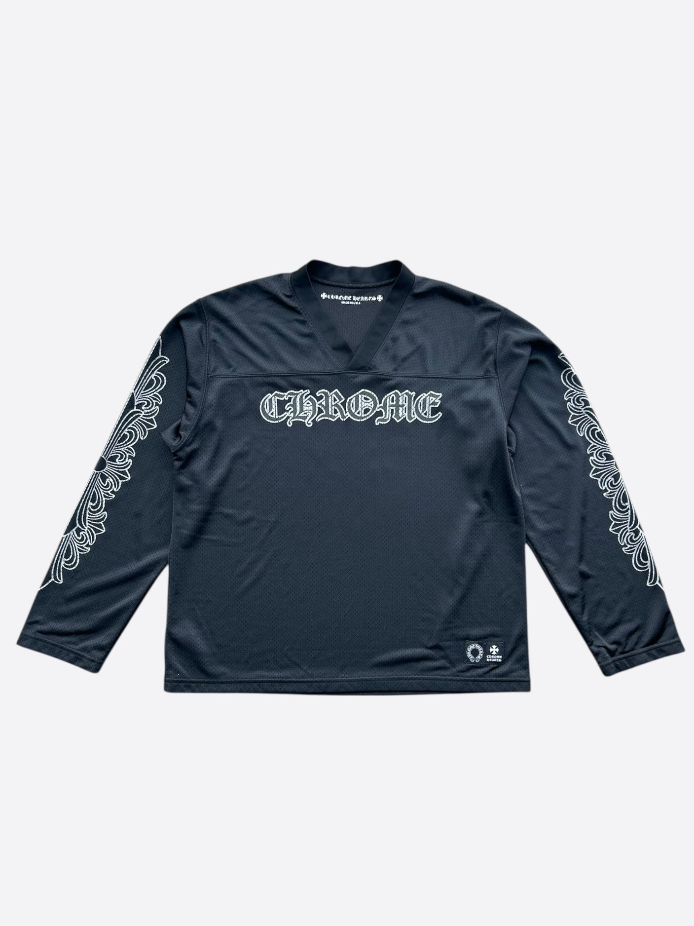 Chrome Hearts Black & White Floral Nylon Mesh Longsleeve Jersey