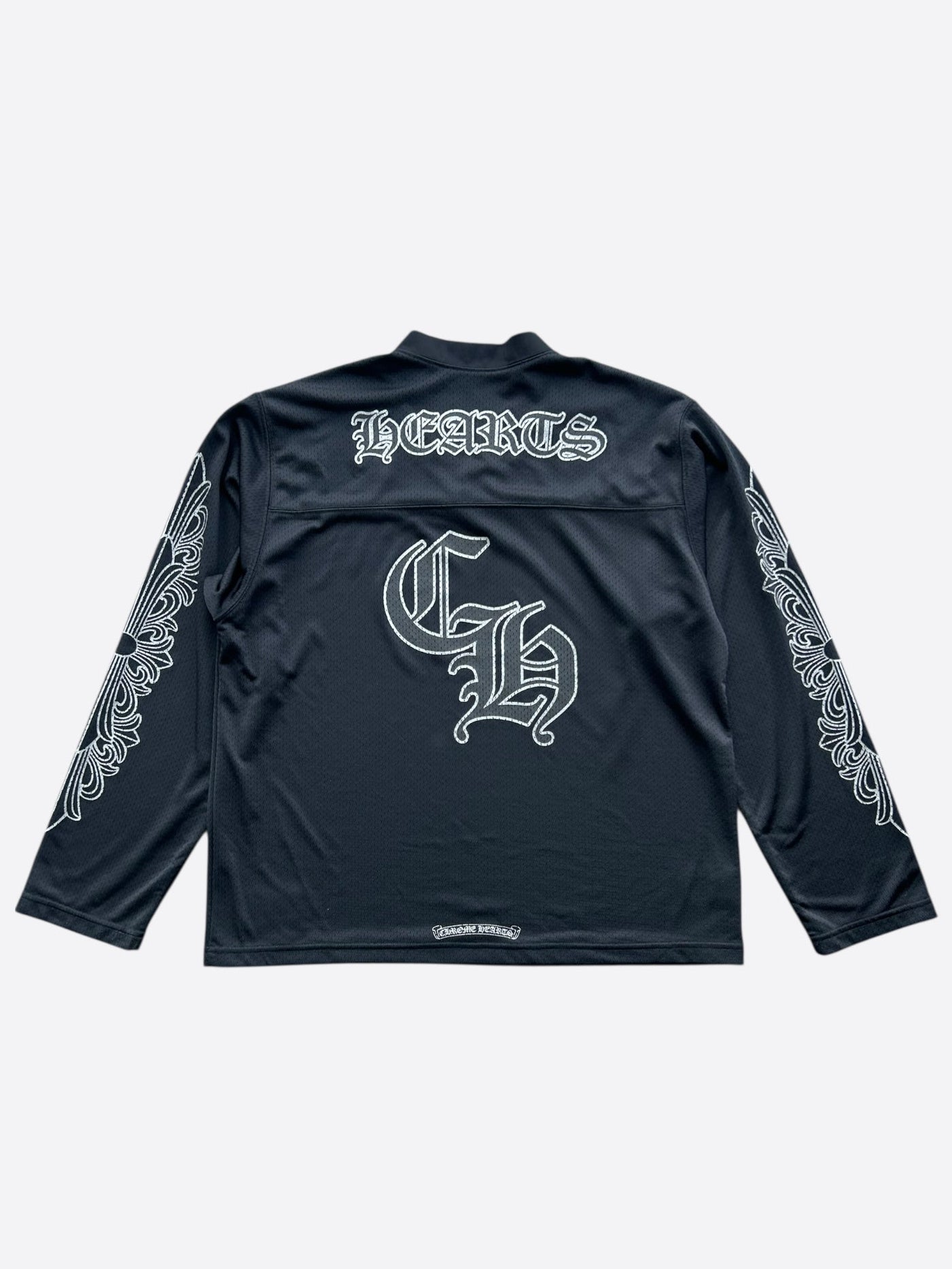 Chrome Hearts Black & White Floral Nylon Mesh Longsleeve Jersey