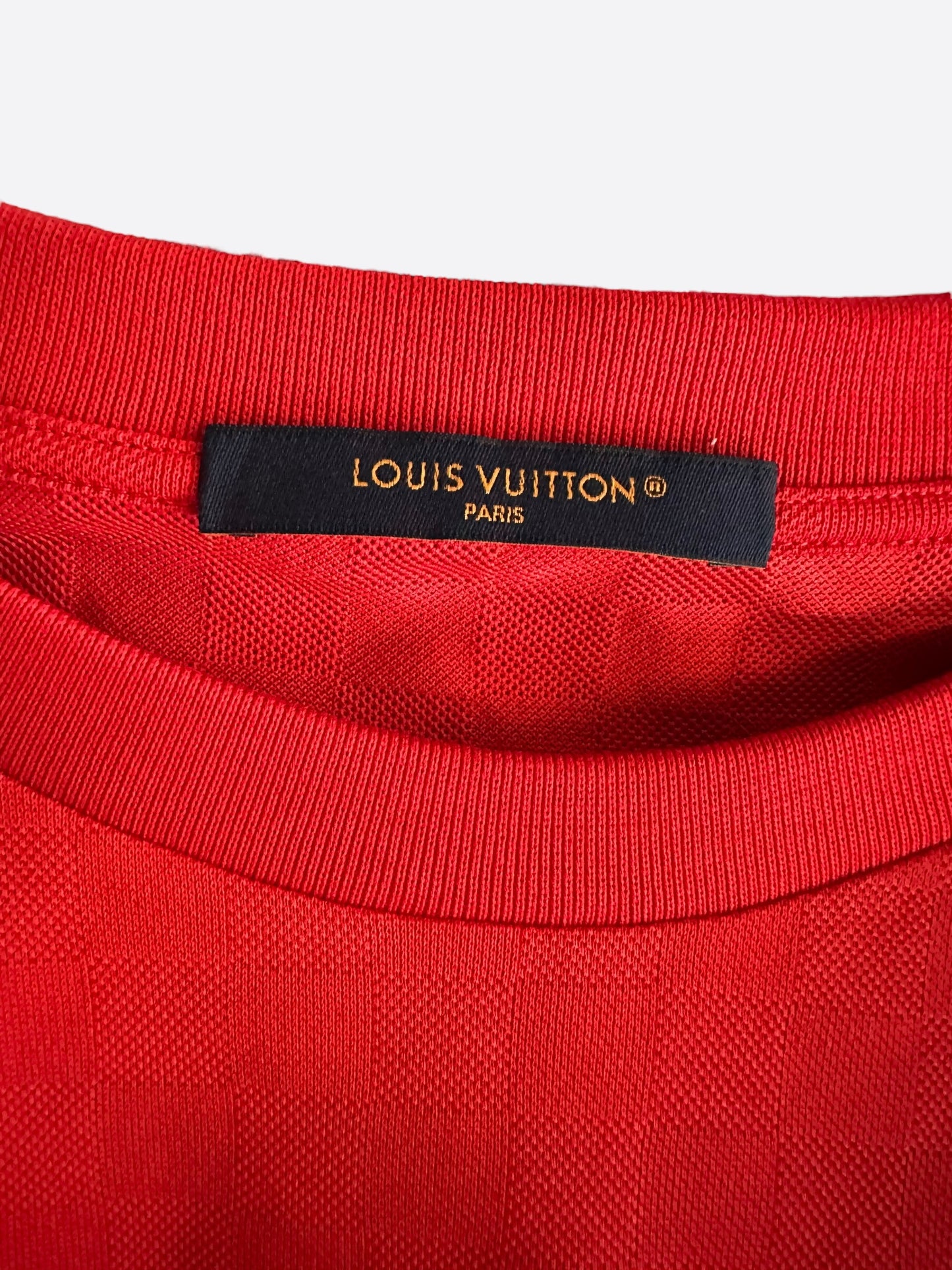 Louis Vuitton Red Damier LV Crystal Embellished T-Shirt