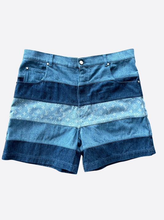 Louis Vuitton Blue Monogram Patchwork Denim Shorts