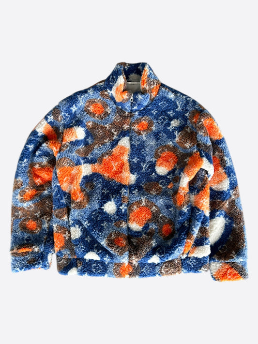 Louis Vuitton Blue & Orange Camo Monogram Fleece Zip Up Jacket