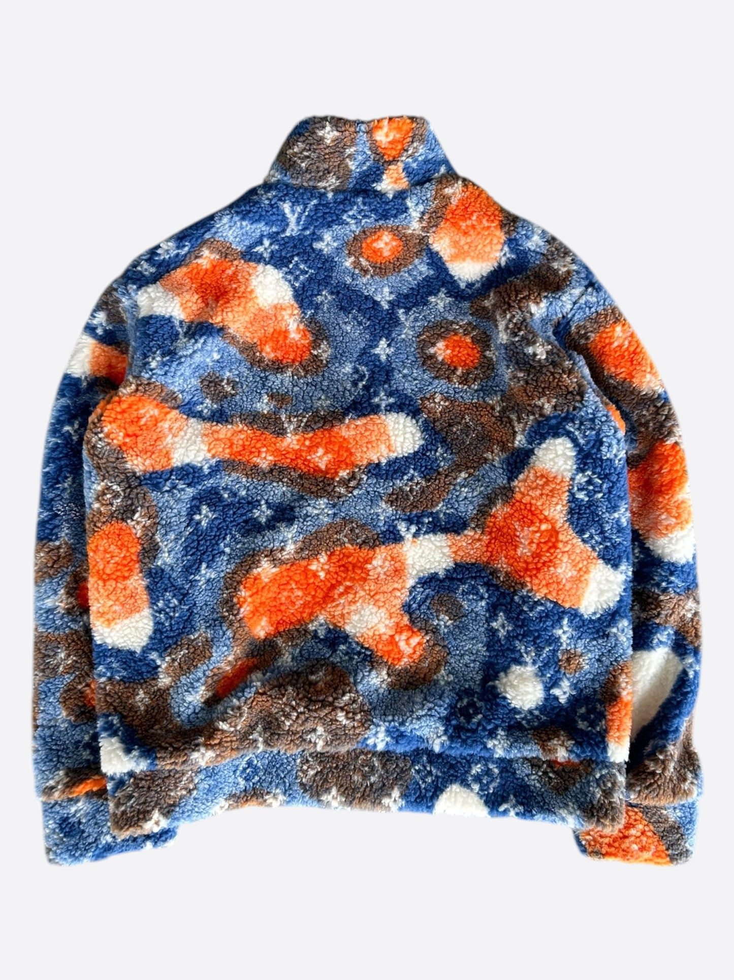 Louis Vuitton Blue & Orange Camo Monogram Fleece Zip Up Jacket