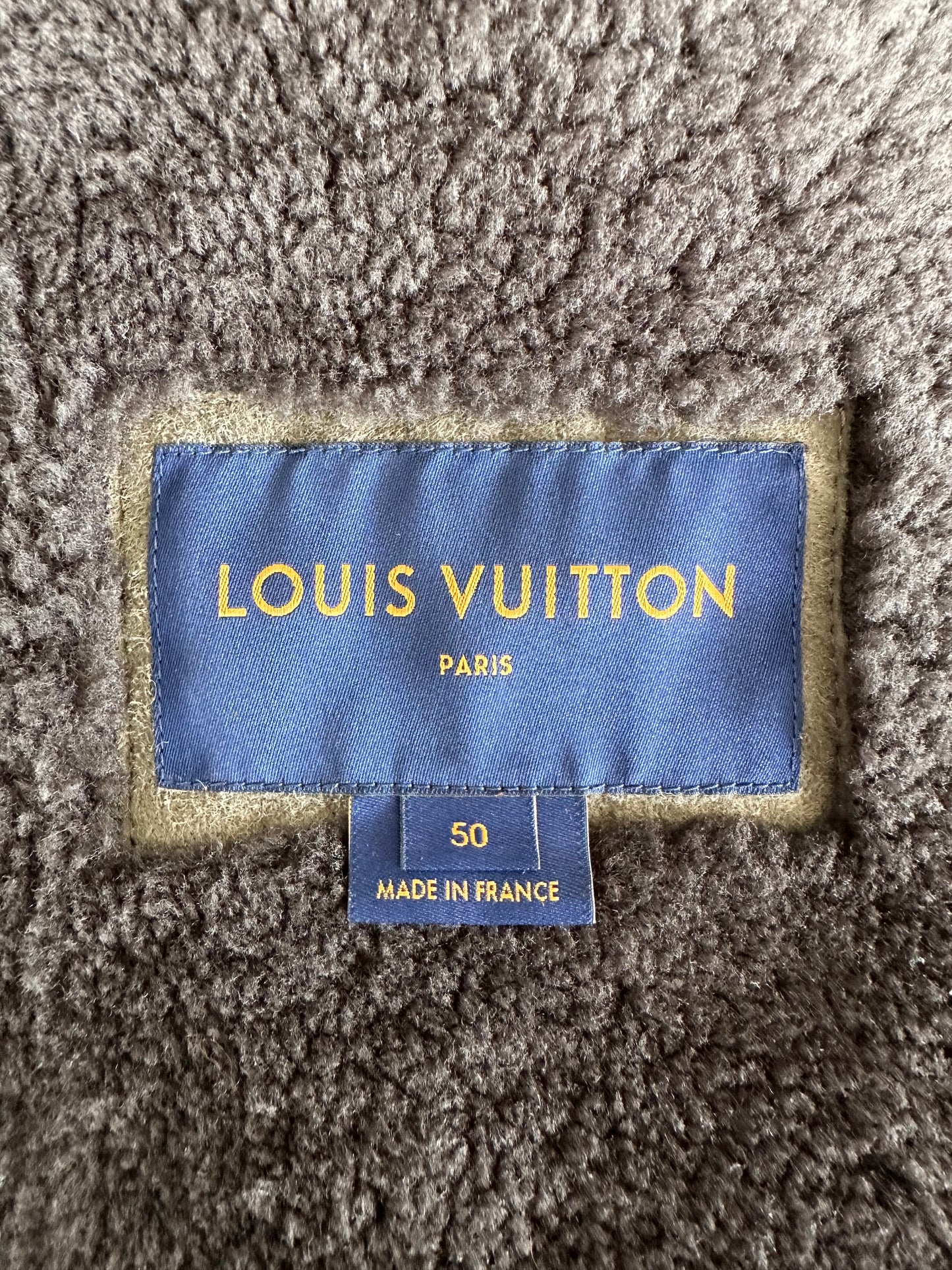 Louis Vuitton Olive Monogram Shearling Jacket