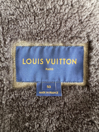 Louis Vuitton Olive Monogram Shearling Jacket